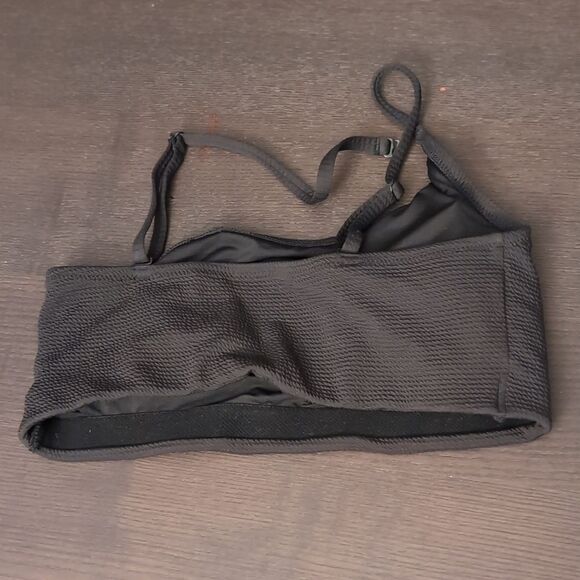 Black Convertible Textured Bandeau Bikini Swim Top Size M - Picture 8 of 9